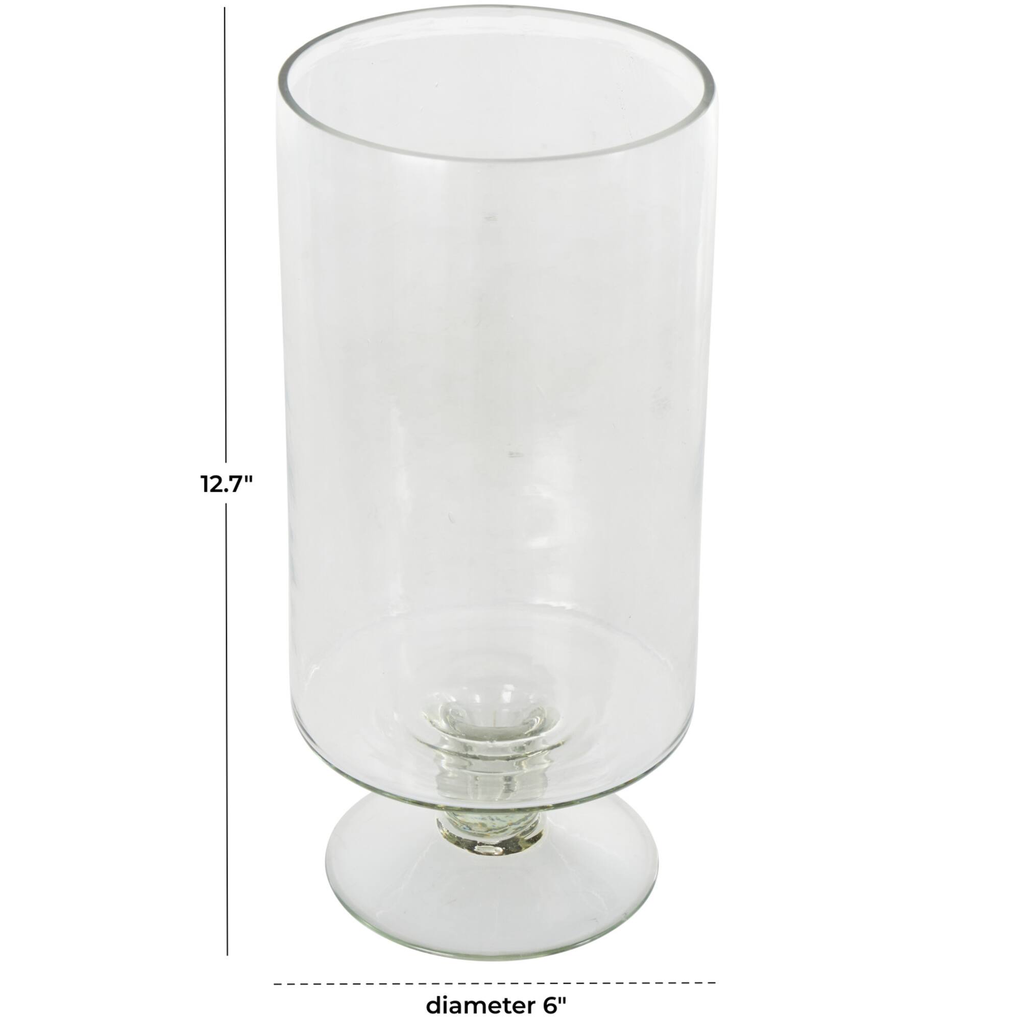 13" Clear Glass Hurricane Candle Holder with Elevated Base